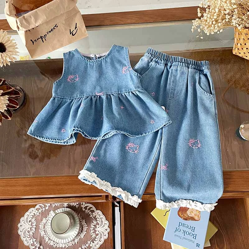 【现货】QT252141秋季新款女童套装牛仔两件套女宝秋装休闲洋气