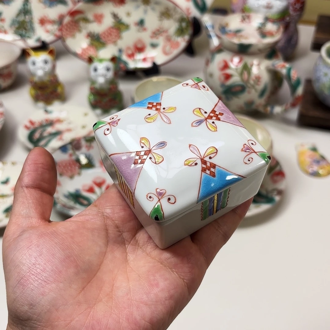 陶九谷银舟窑   香盒