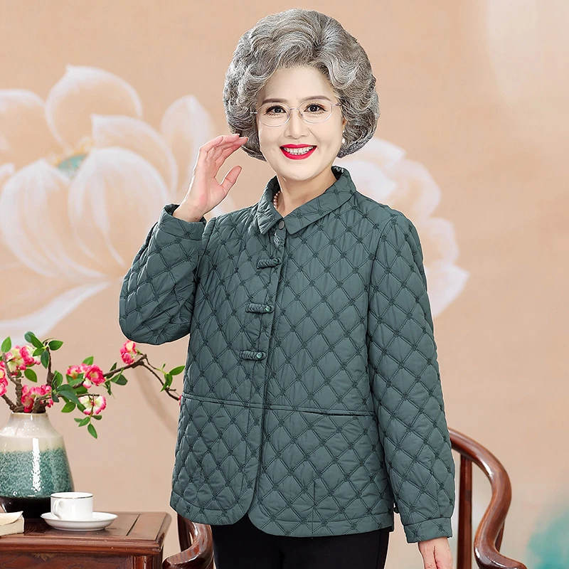 奶奶秋装时尚外套小个子妈妈轻薄棉袄老太太衣服中老年女长袖上衣