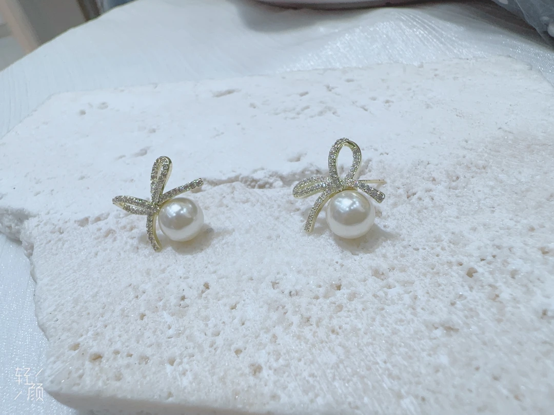 合金耳饰 不点推荐新款蝴蝶结耳钉