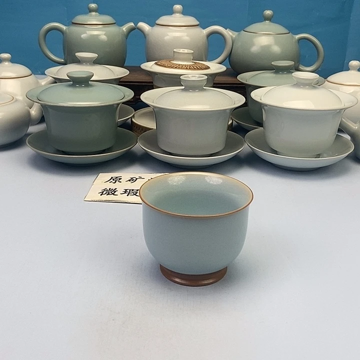 杯天蓝高足杯原矿原釉原产地