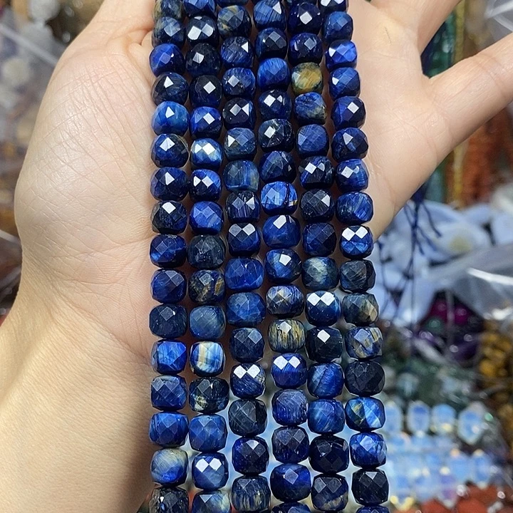 玛瑙/玉髓未镶嵌珠宝半成品虎眼切面方糖卡7.5mm