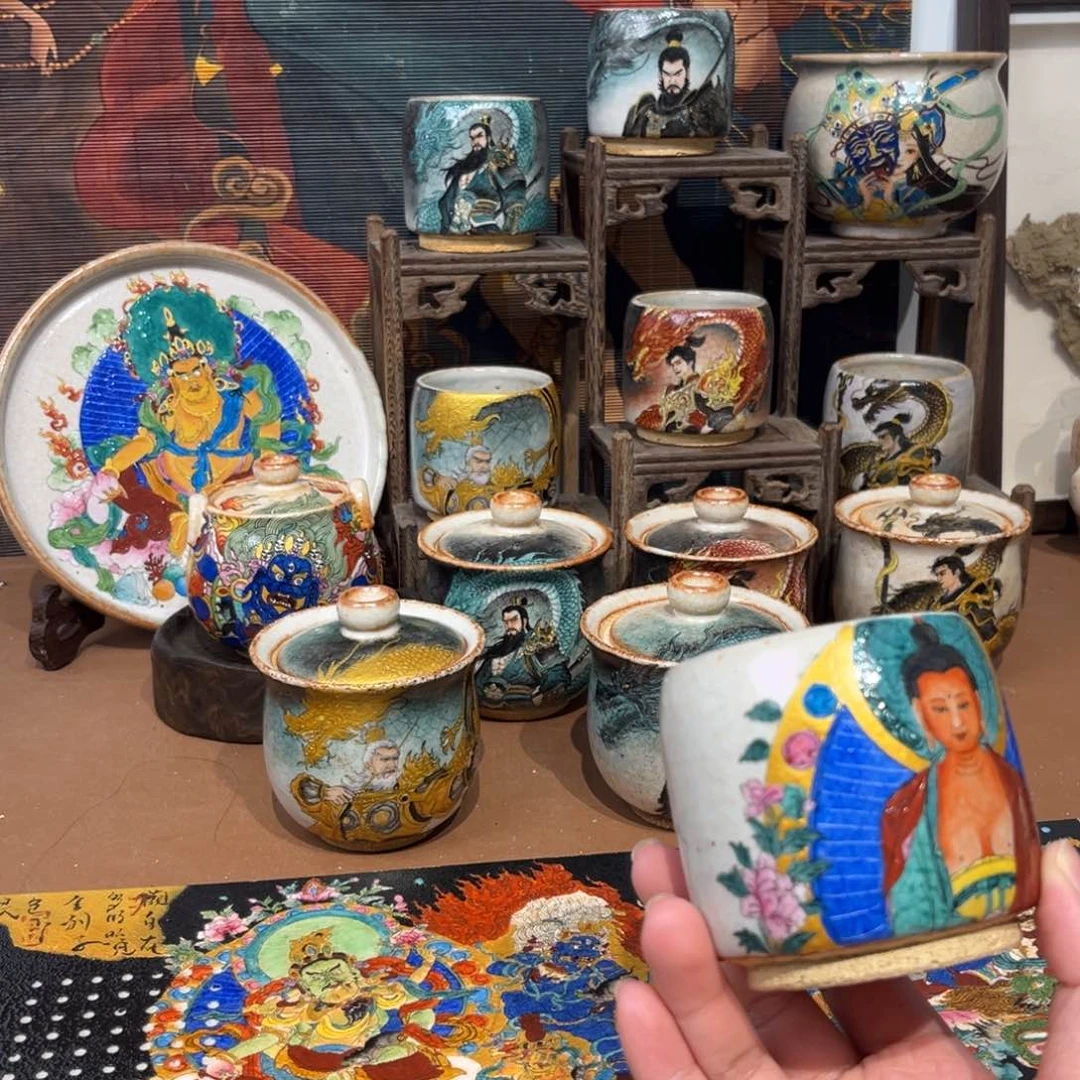 手工手绘阿弥茶杯