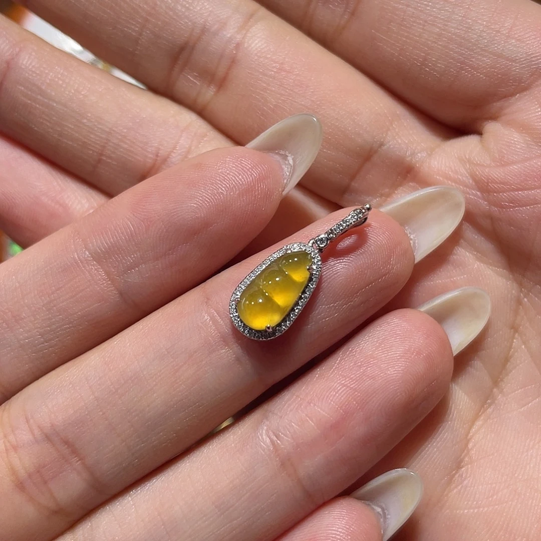 翡翠18K金镶嵌吊坠(不含链)