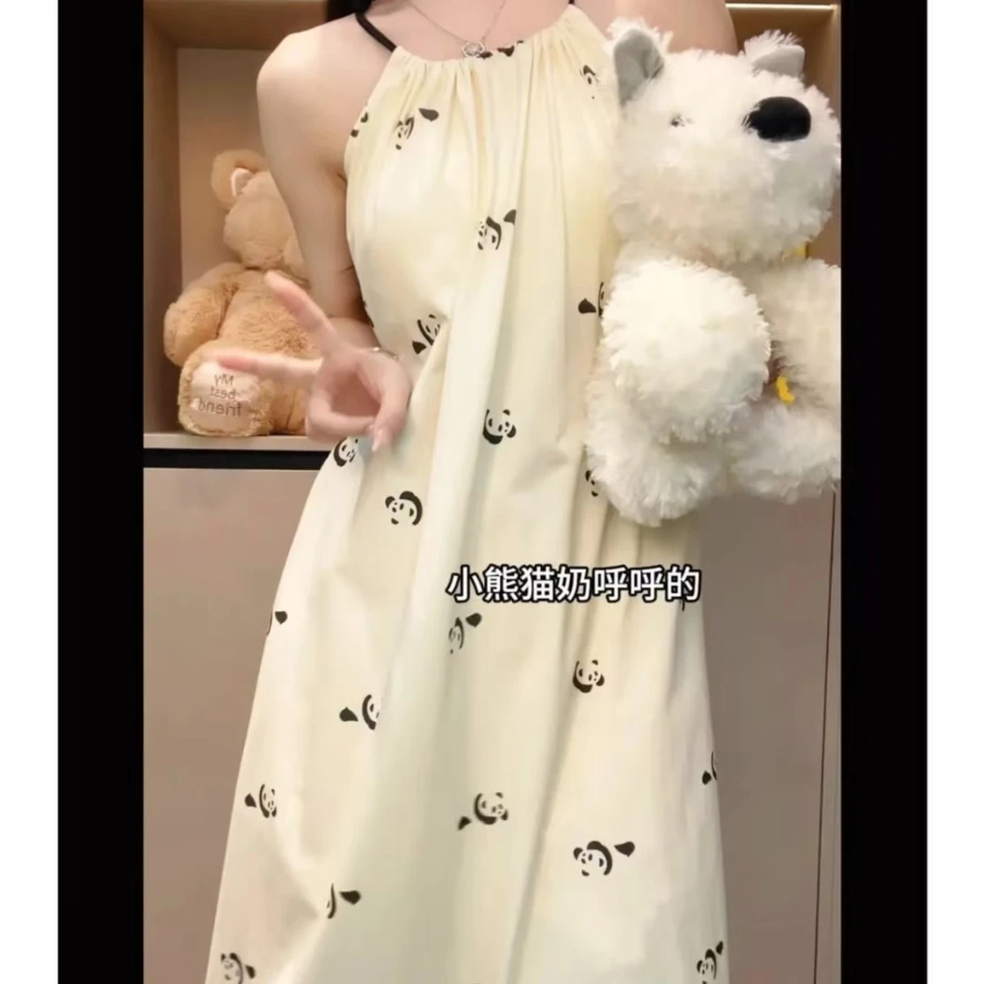 【小熊猫】吊带睡衣女带胸垫休闲时尚出片可外穿女士连衣裙睡裙