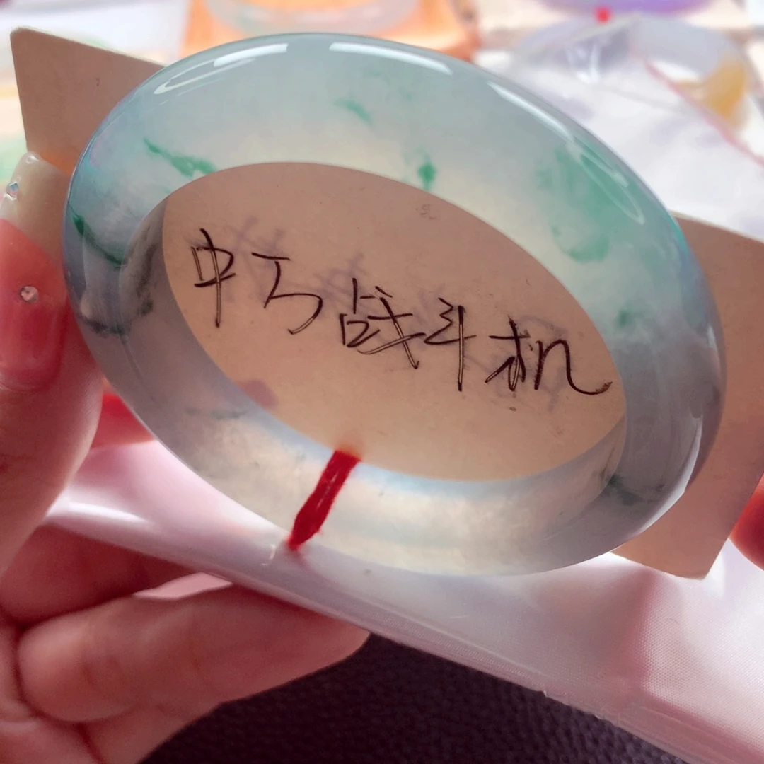 翡翠未镶嵌手镯56起光冰蓝花完美 敏