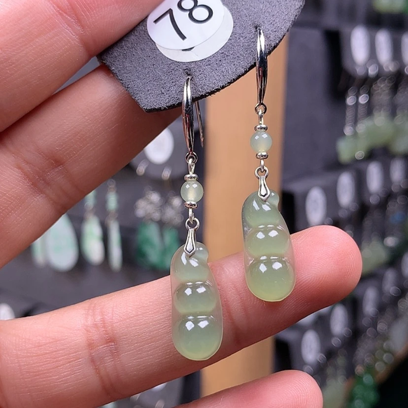 【闪购商品】和田玉耳饰银S925镶嵌