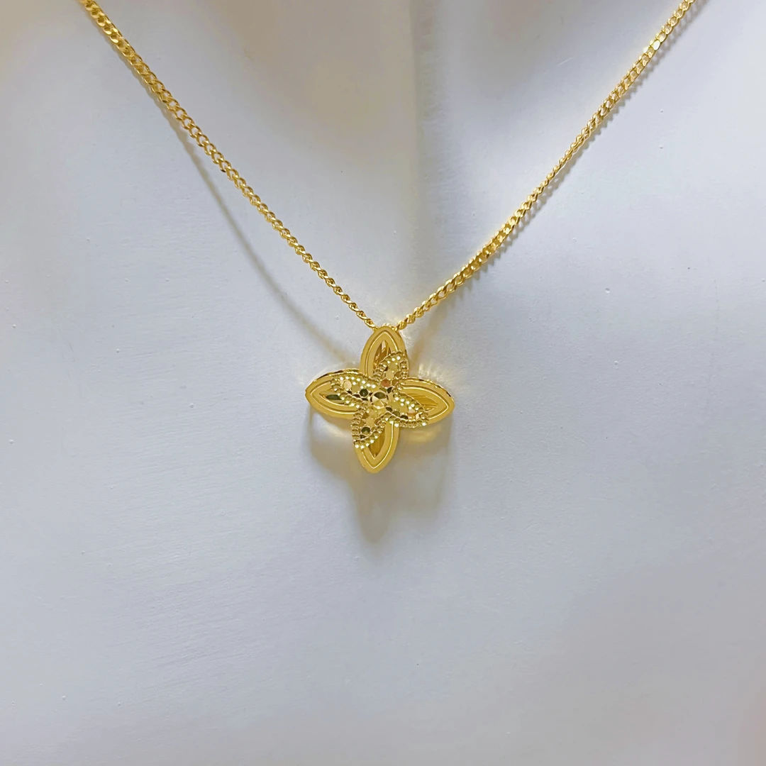 足金999龙鳞十字老花套链精致时尚5G黄金