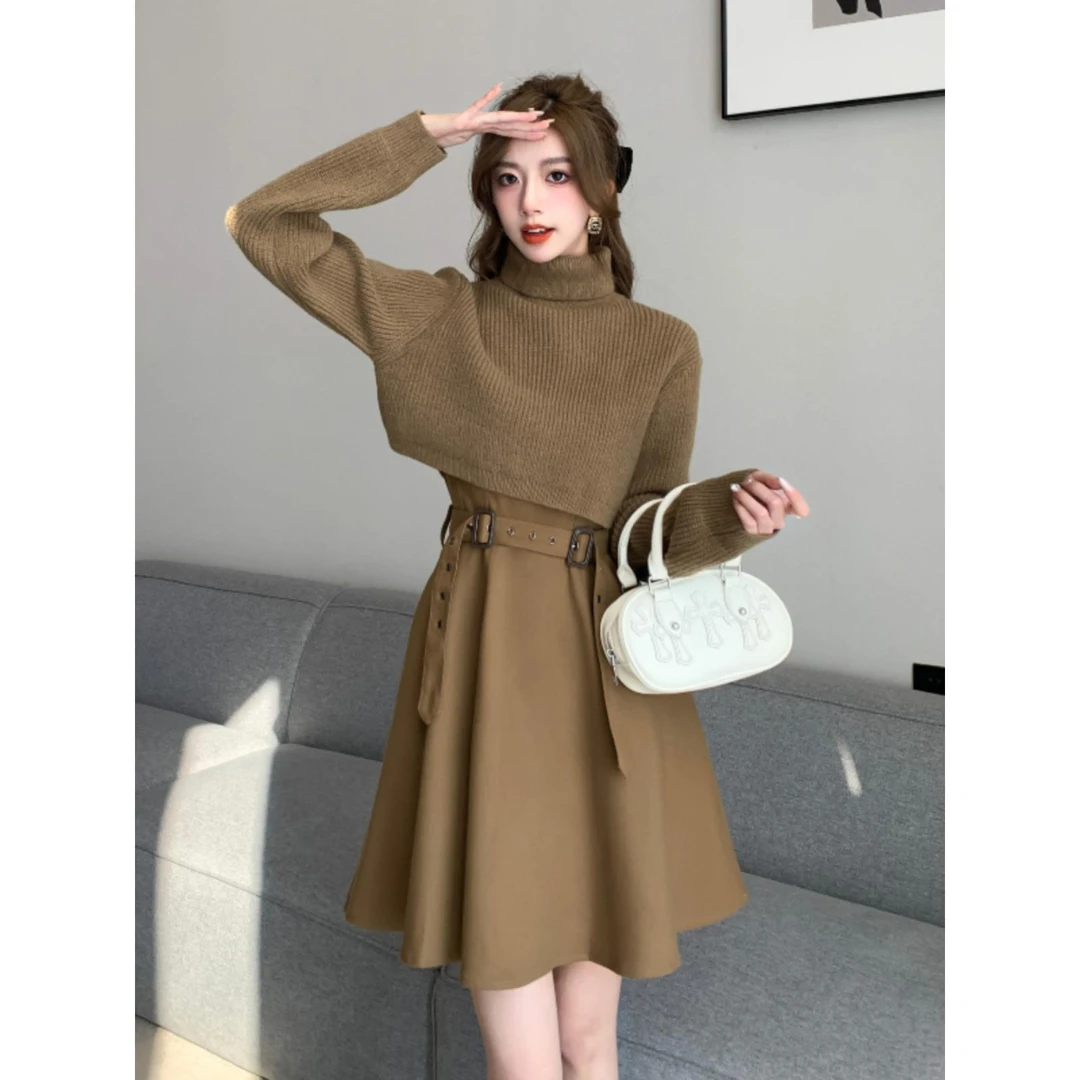 法芬图独特超级好看今年流行西装裙秋冬女针织披肩两件套西装背心