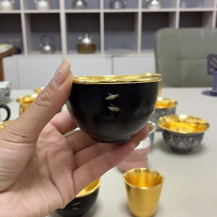 19铁包金足金2克锔钉杯100毫升