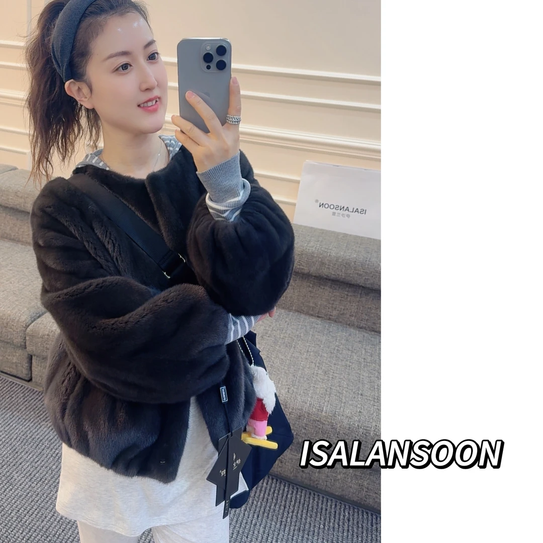 [ISALANSOON]“灰色主义”2025秋冬新款水貂外套-25988L