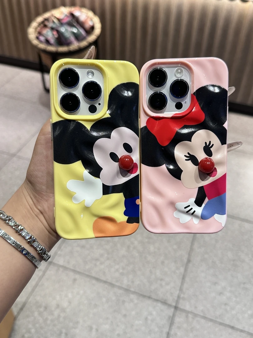卡通米奇米妮牛奶壳适用iPhone16苹果14promax手机壳15防摔13