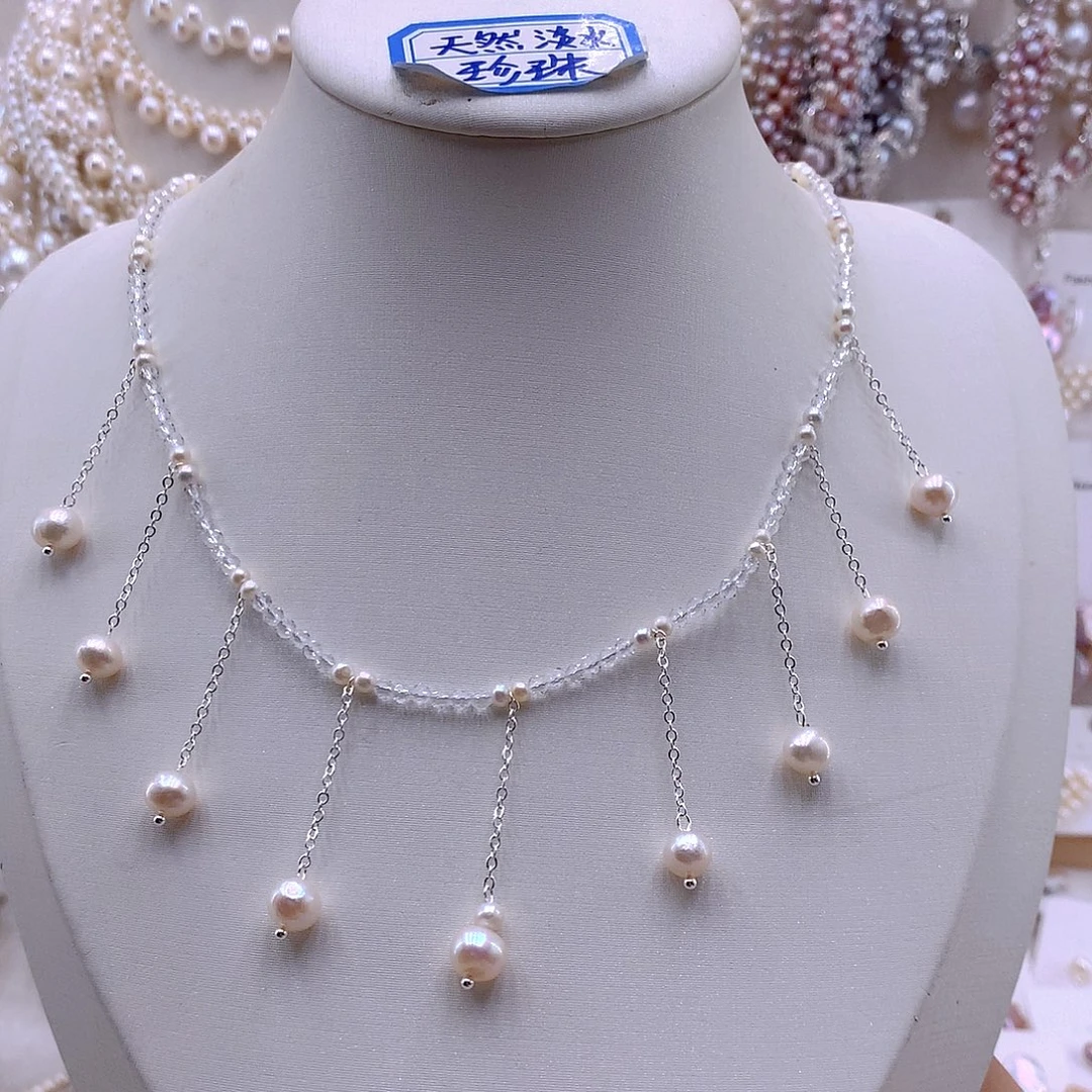 颈饰银S925镶嵌淡水珍珠项链