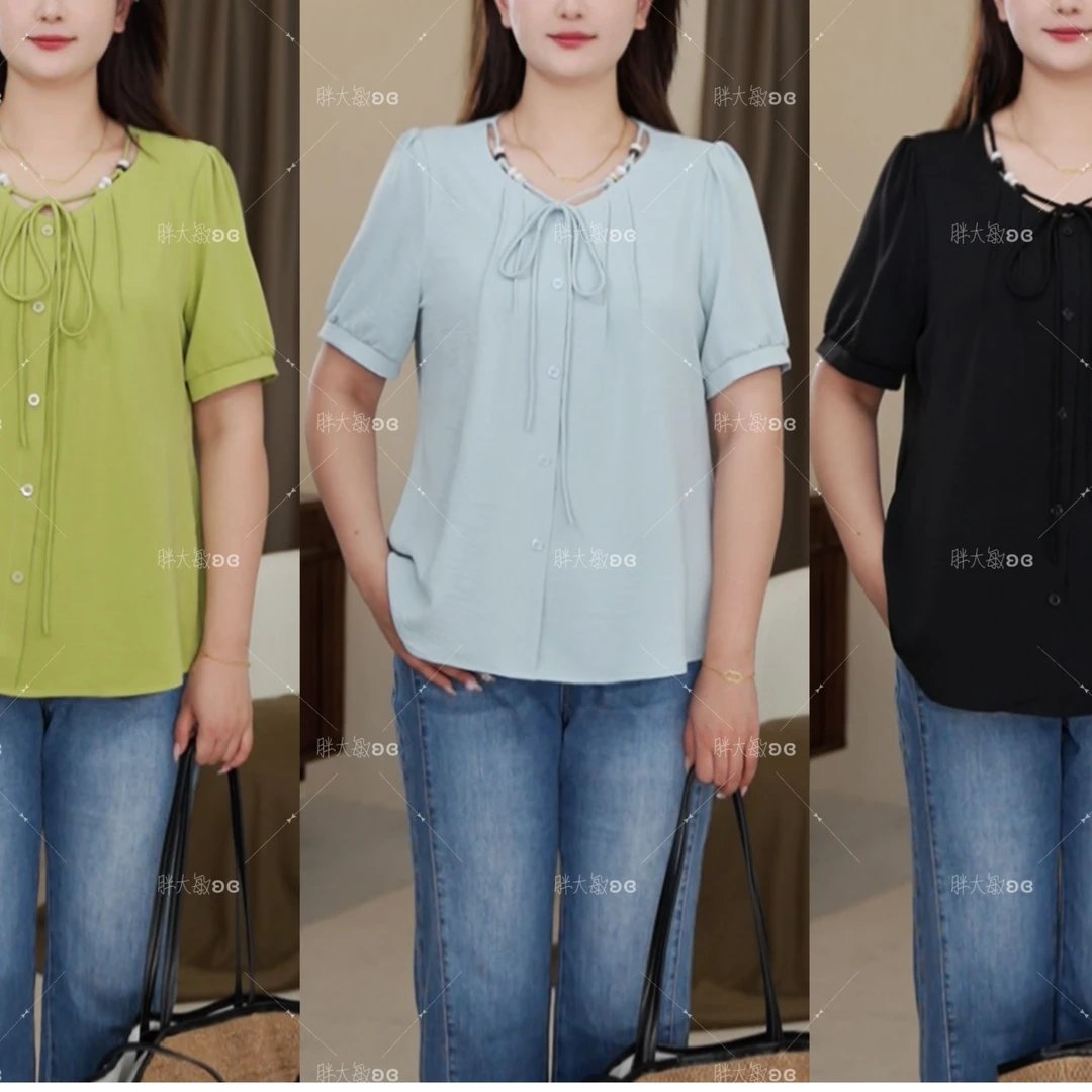 【上新上衣】PDM22296夏季新款系带正肩气质时尚洋气显瘦上衣