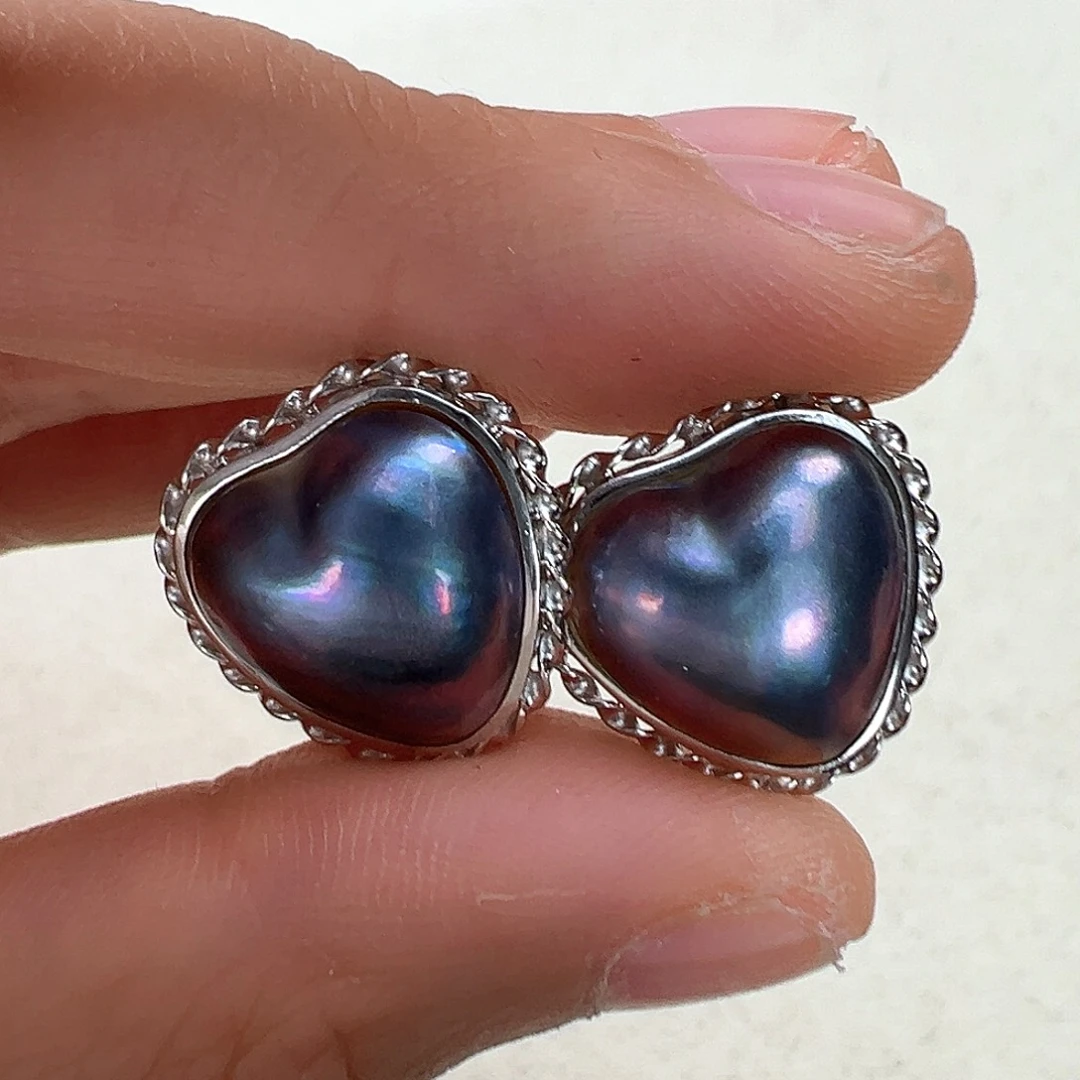 拼合珍珠（马贝珠）耳饰银S925镶嵌