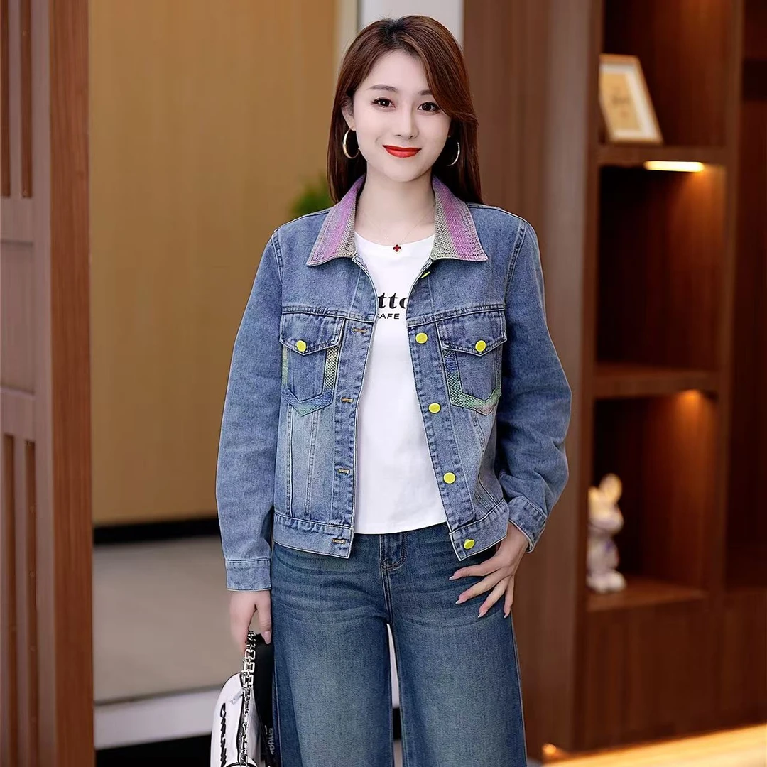 春季新款女时尚高档牛仔外套百搭宽松休闲女装牛仔衣洋气时尚