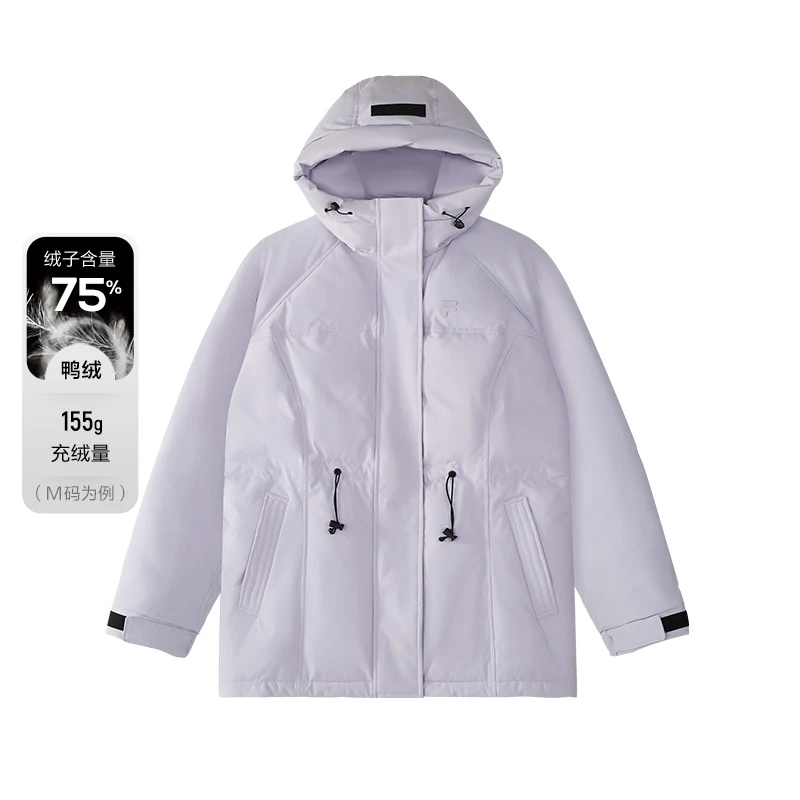FILA FUSION斐乐羽绒服女25春款休闲宽松连帽保暖外套T11W515904F
