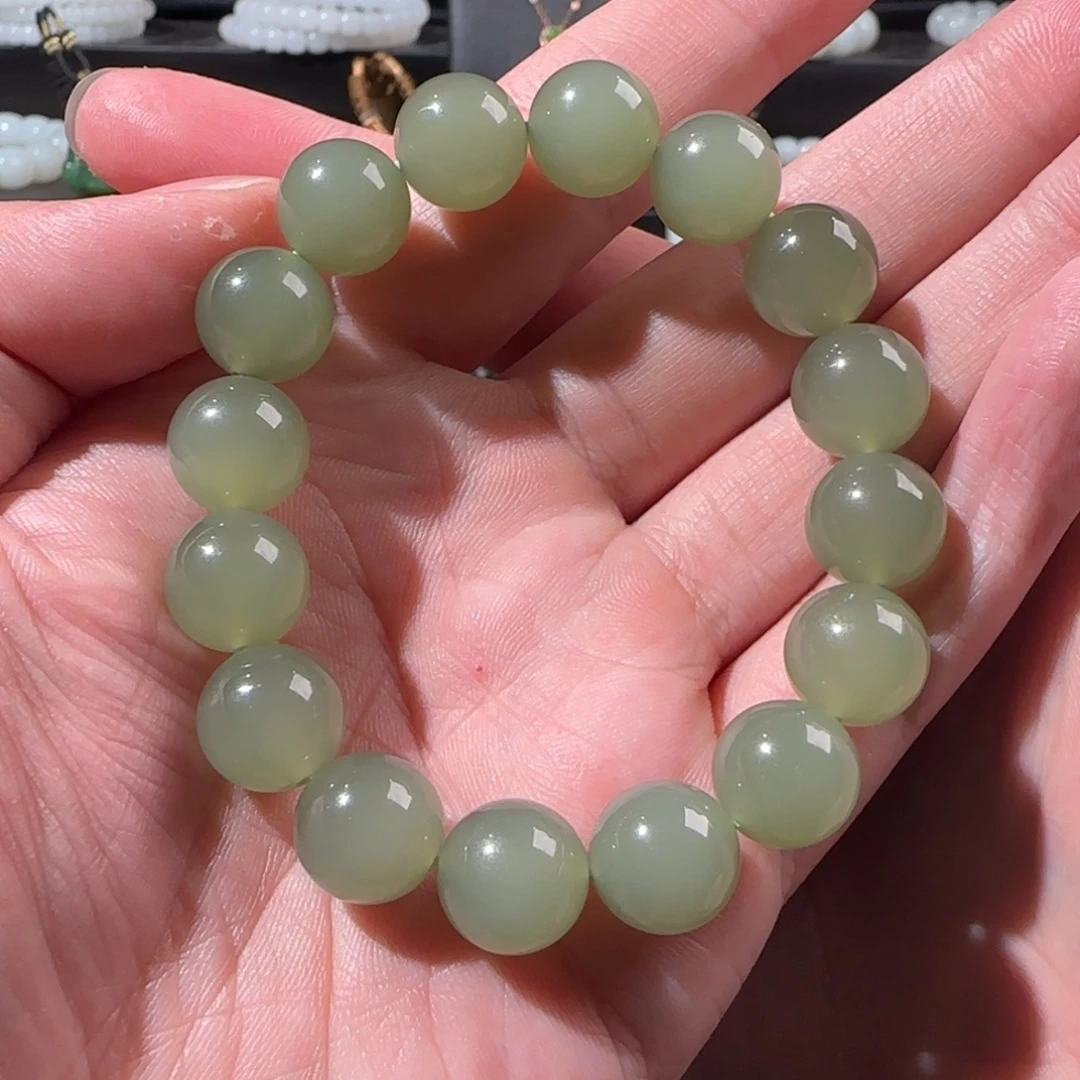 和田玉（青白玉）未镶嵌手串卡12