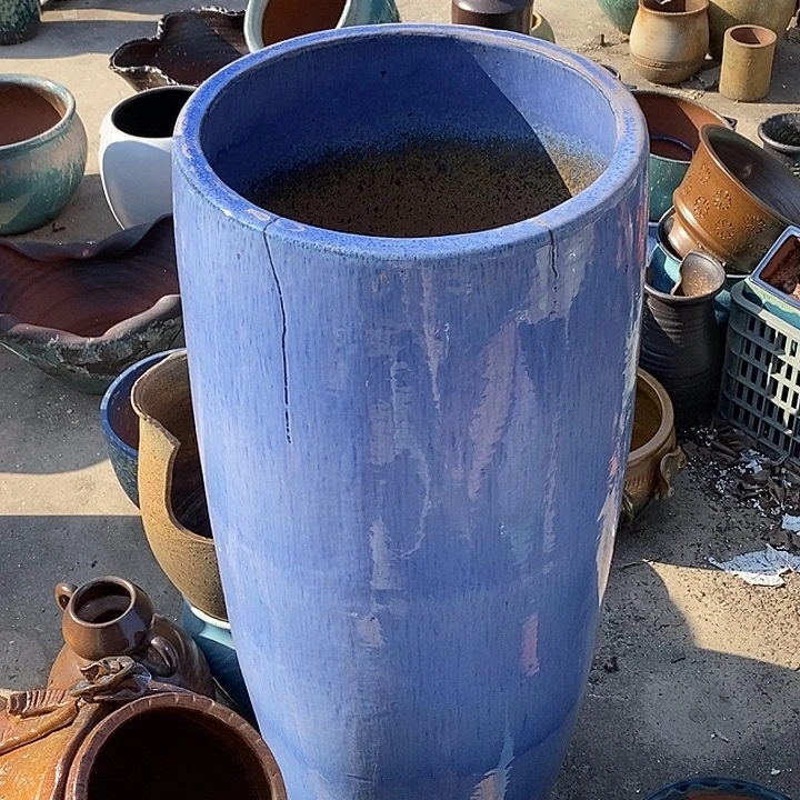 紫砂花盆口35高度98瑕疵外贸