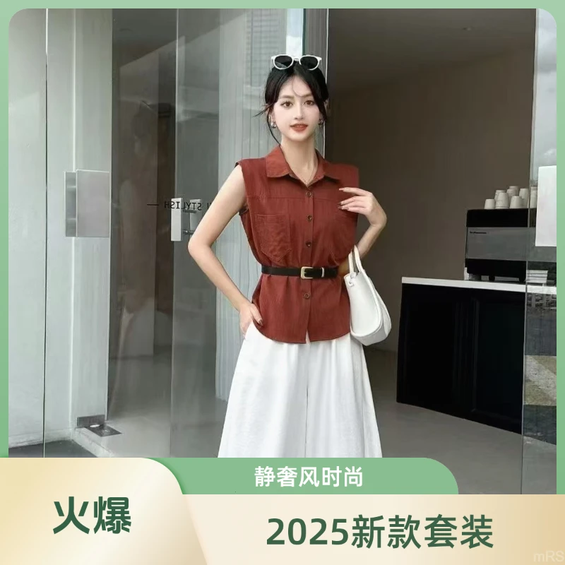 新款修身显瘦圆领泡泡袖高腰系扣中长裙连衣裙轻职风纯色涤纶面料