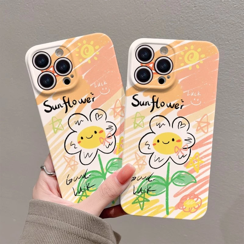 菲林软壳防摔油画向日葵适用苹果16华为reno13小米15vivox200 1加
