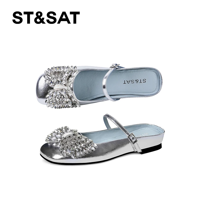 时尚休闲半拖蝴蝶结重工包头拖舒适水钻软底小众圆头凉鞋