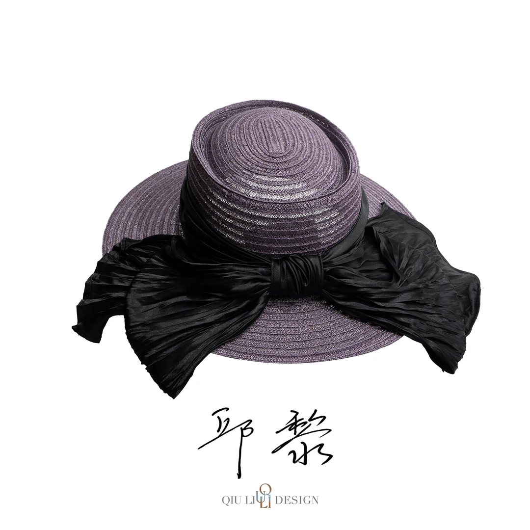 「镇店之宝」M家黑色蝴蝶结草帽. 美美420