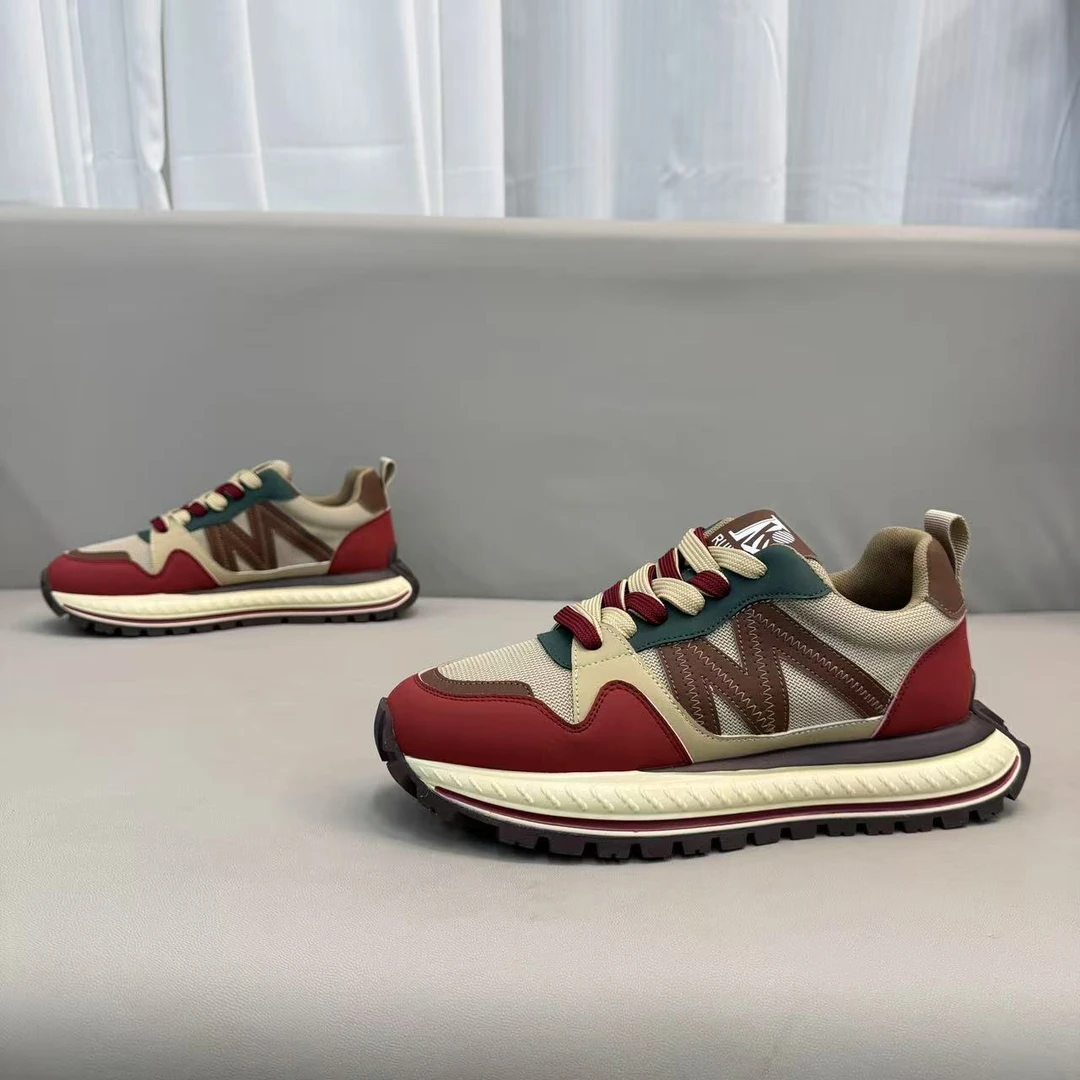 2025新款春时尚百搭舒适低帮时尚休闲鞋潮流简约拼色男鞋飞织透气