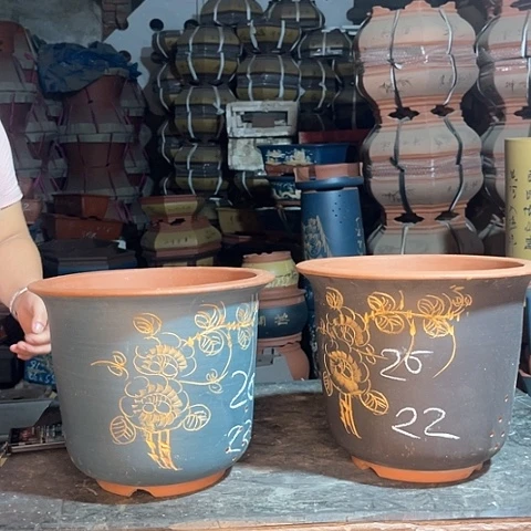 紫砂花盆大金钟盆两个