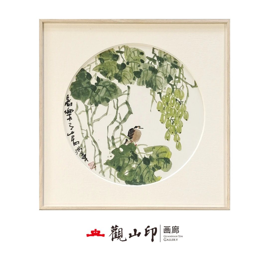 WHG原创手绘国画42.5x42.5cm中式古风山水办公室茶室卧室5109