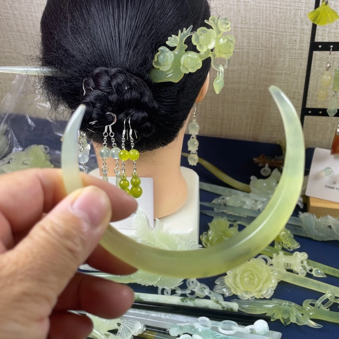 未镶嵌蛇纹石玉发饰
