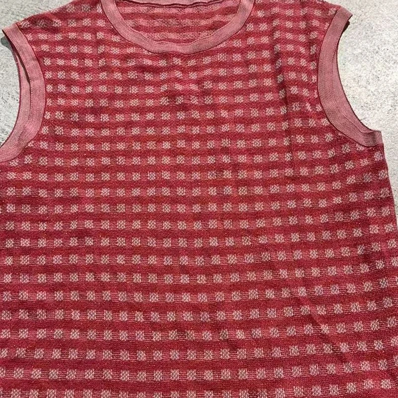 KOKO WANG新款细格拼色简约通勤显瘦百搭无袖背心X6675I02T13