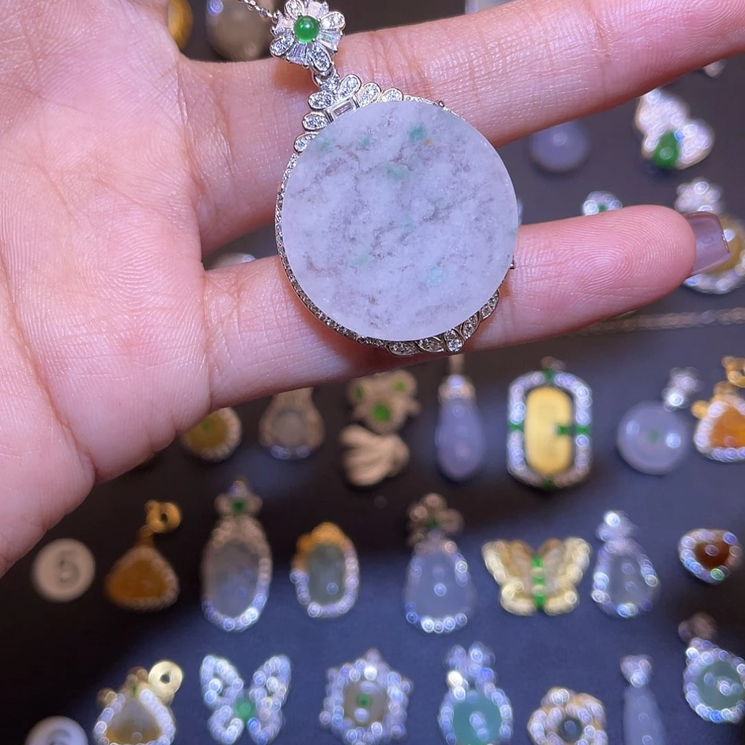 翡翠银S925镶嵌吊坠(不含链)