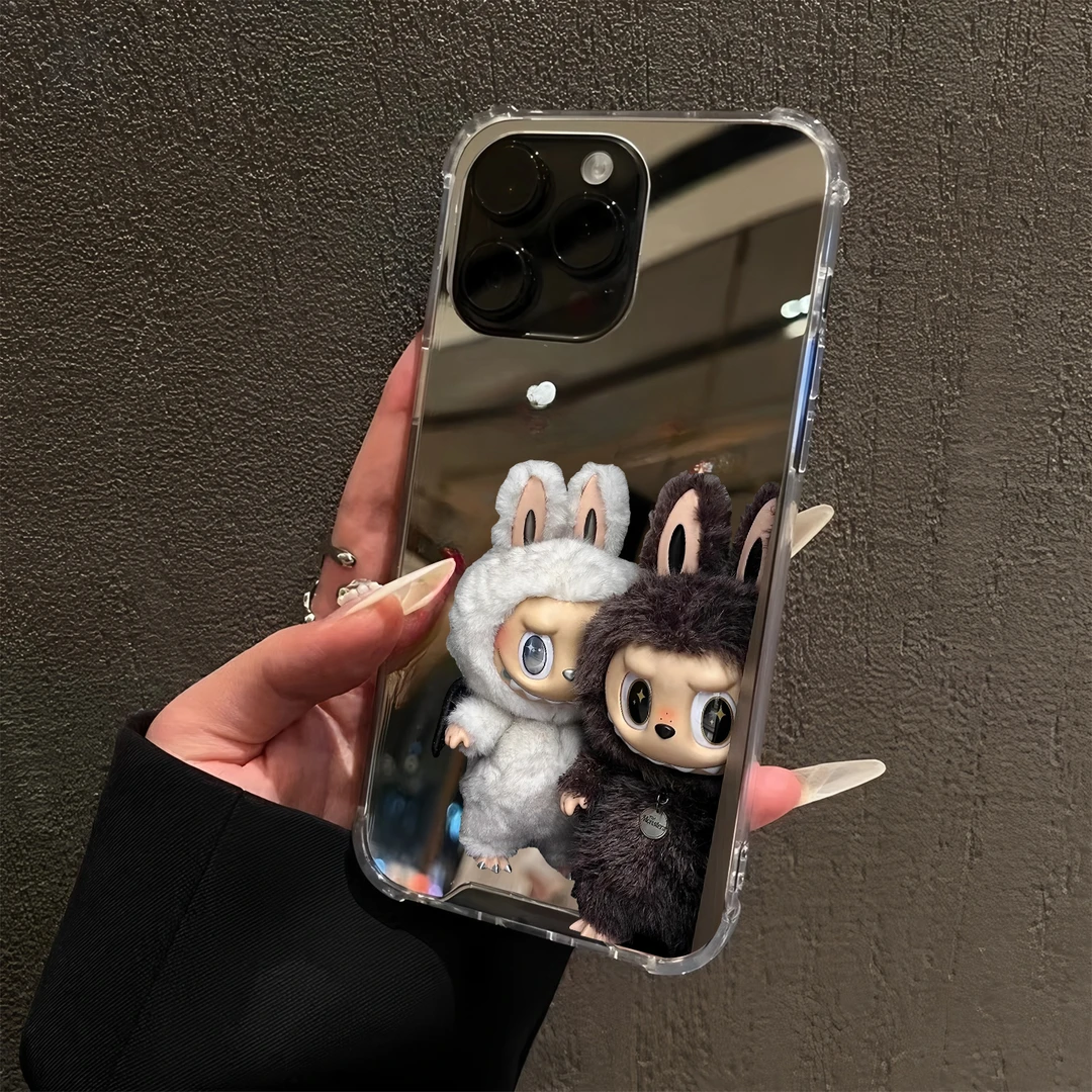 暗中观察labubu适用iPhone15壳苹果16promax手机壳14镜面13公仔12