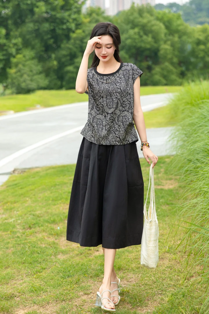 王姐专属-2025夏季新品洋气减龄显瘦上衣阔腿两件套【呈-A62】