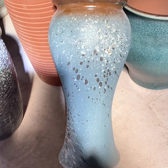 紫砂花盆口17高度41鱼尾蓝