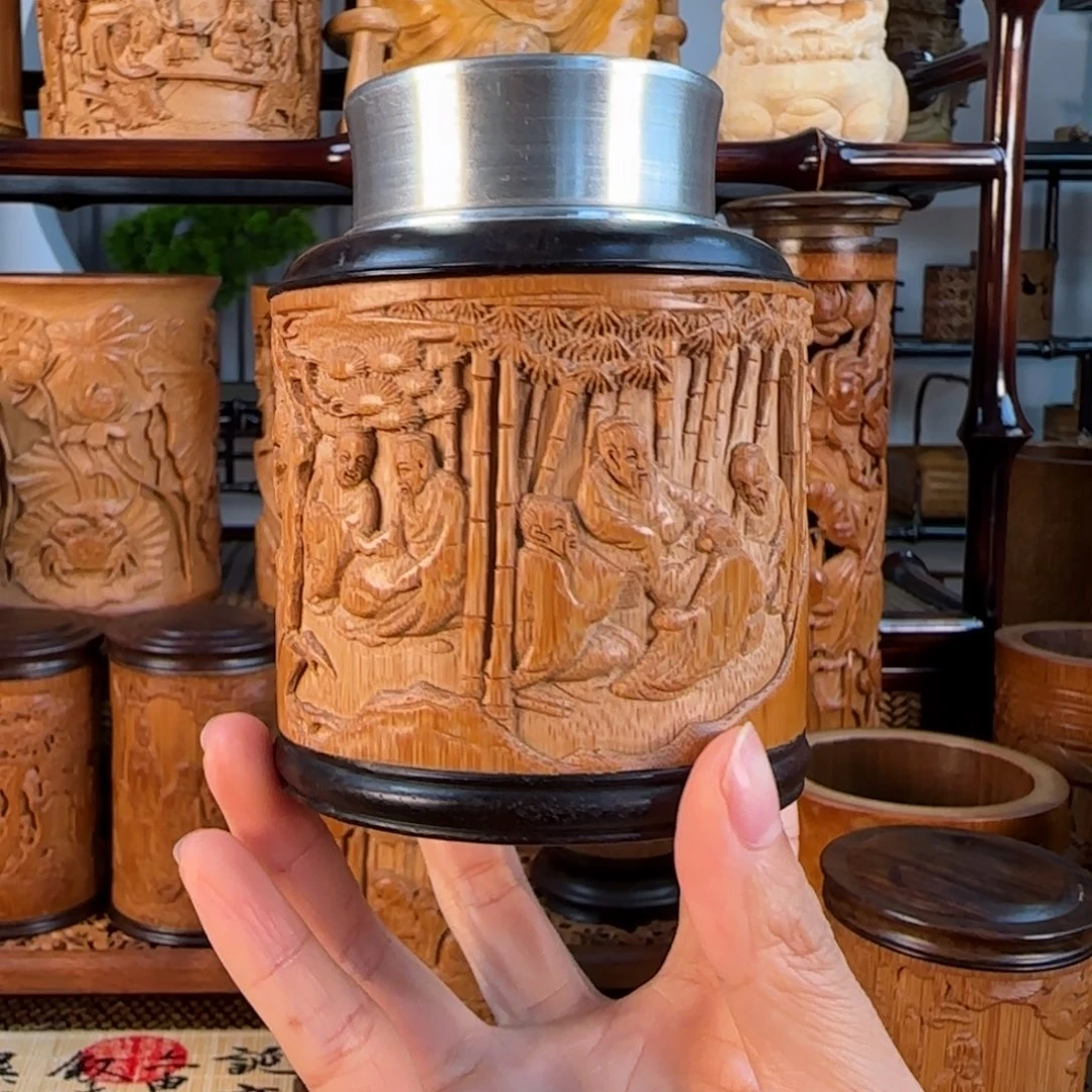 闲***哥竹林七贤内胆茶叶罐