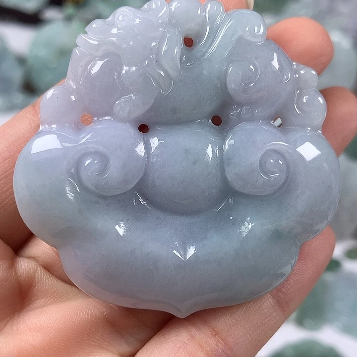 颈饰未镶嵌翡翠如意麒麟两面工艺福利卡厚12+