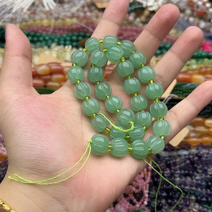 玛瑙/玉髓未镶嵌珠宝半成品一条12mm左右东陵玉南瓜珠