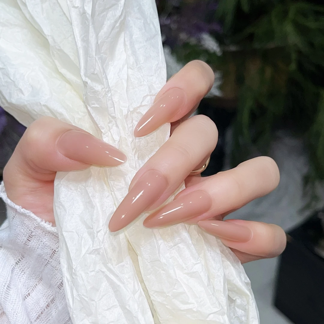 『嬛嬛』新款嬛嬛裸色手工美甲款式推荐高级感显白穿戴甲片中长款