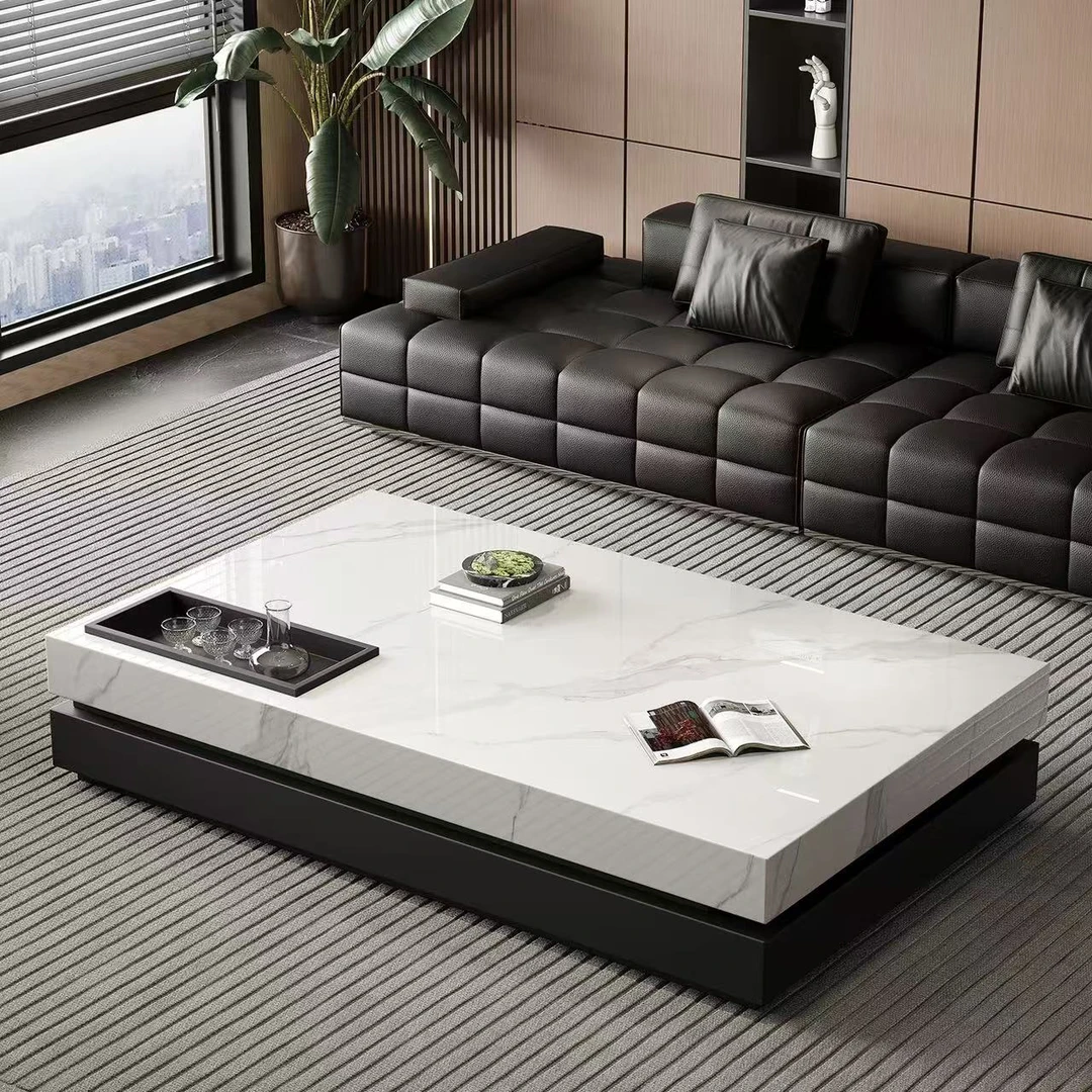 意式极简岩板茶几轻奢简约大小户型客厅家高端长方形可定制茶几