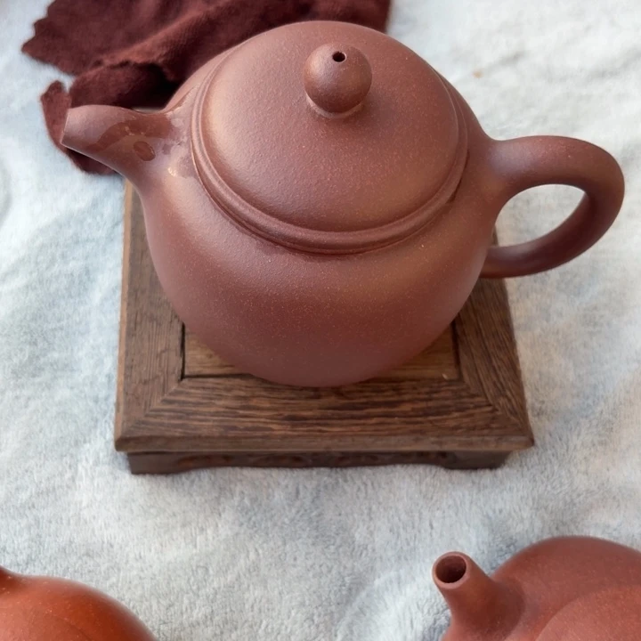 紫砂茶壶紫泥底槽青匏尊300cc
