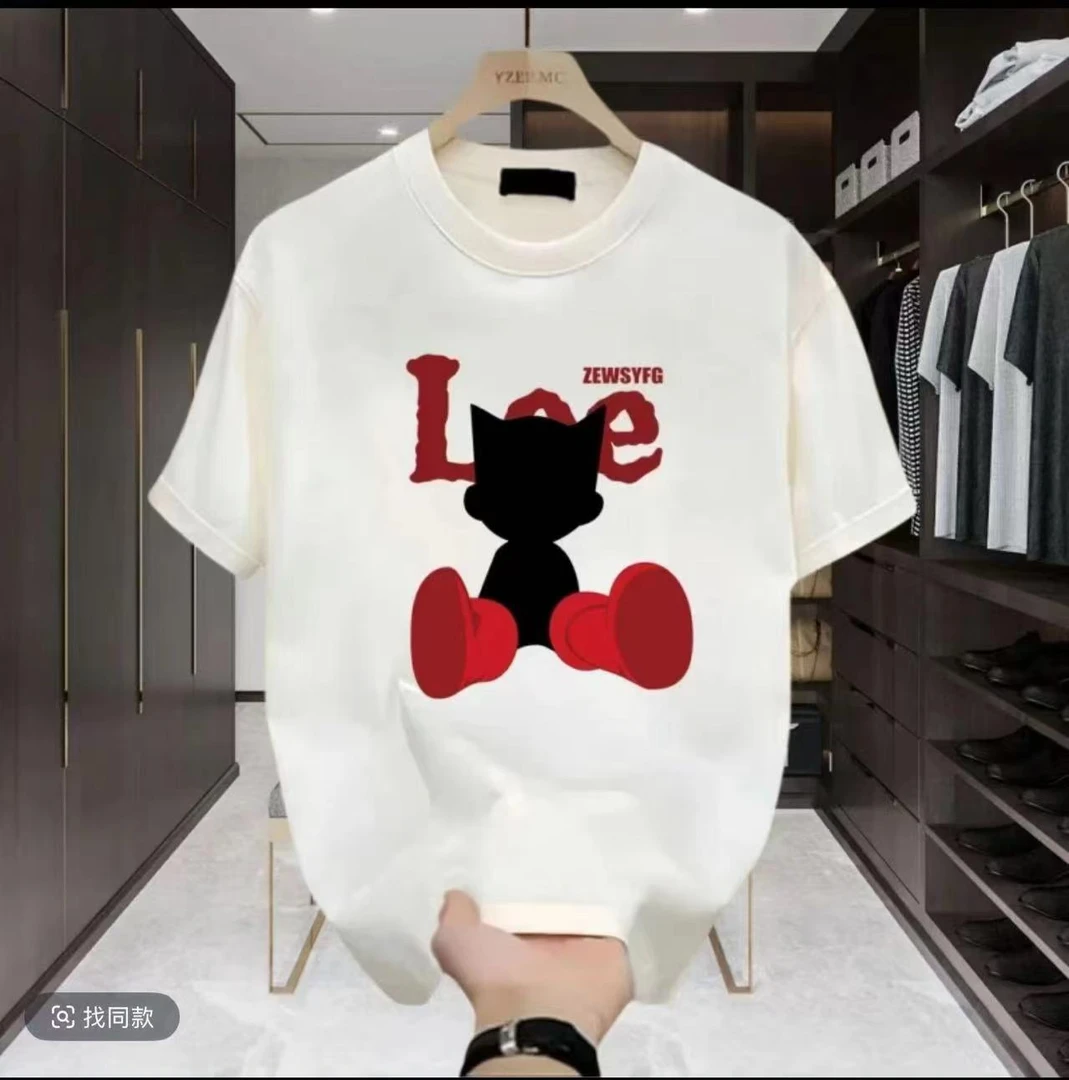 短袖T恤印花短袖情侣装夏季圆领男士休闲白色半袖时尚