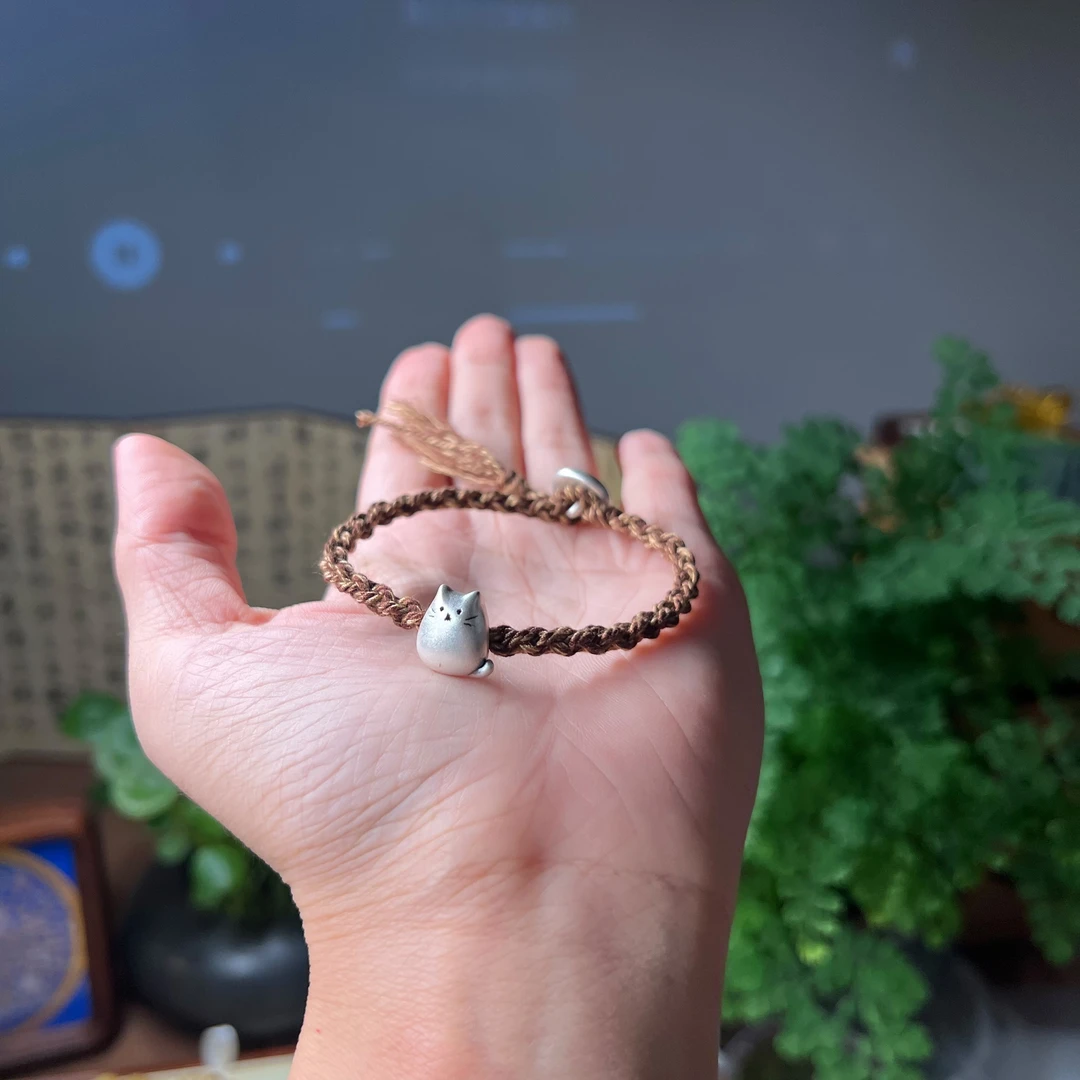925银布艺银制品 GY「守财猫」｜编织款手绳 小猫咪 原创设计