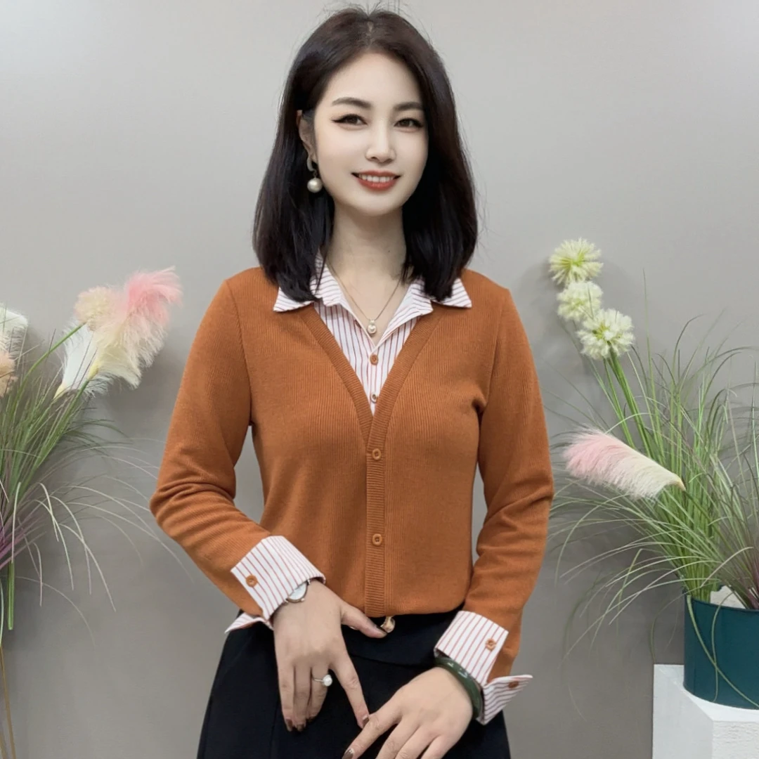 【KK】YLY89108秋季上新时尚设计感假两件气质显瘦百搭衬衫