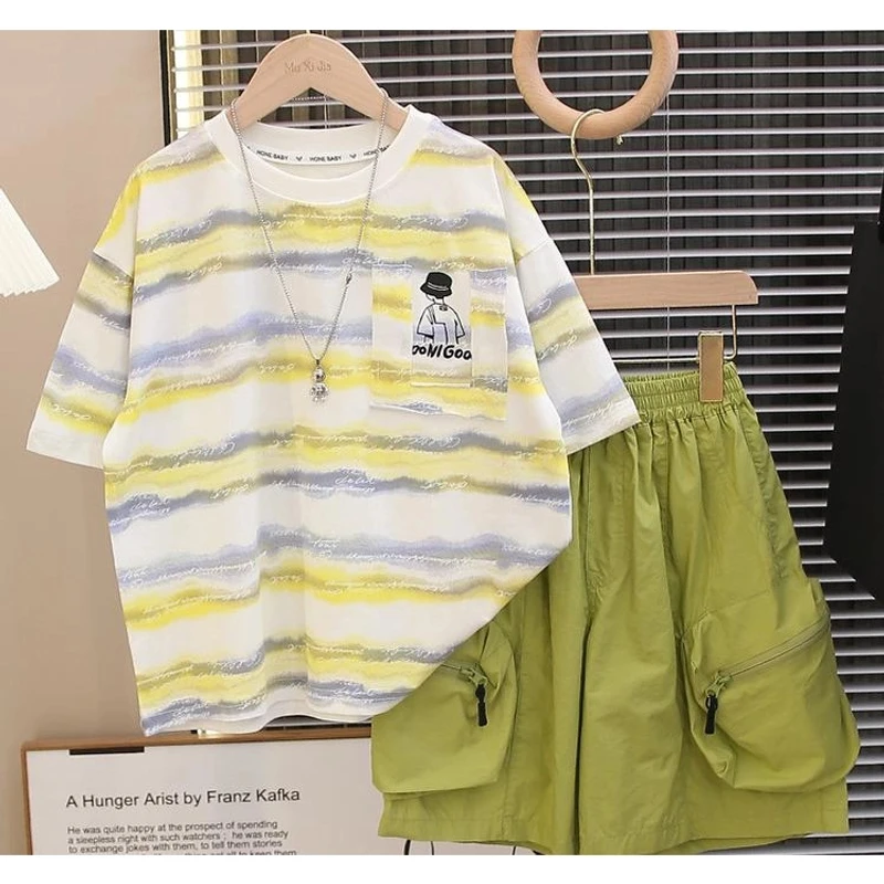 男童夏装套装2025新款男孩短袖中大童夏季运动酷帅气时髦夏款宽松