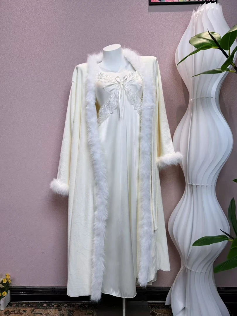 加厚可外穿睡袍海岛绒女冬季中长款新款加绒保暖高级感浴袍家居服