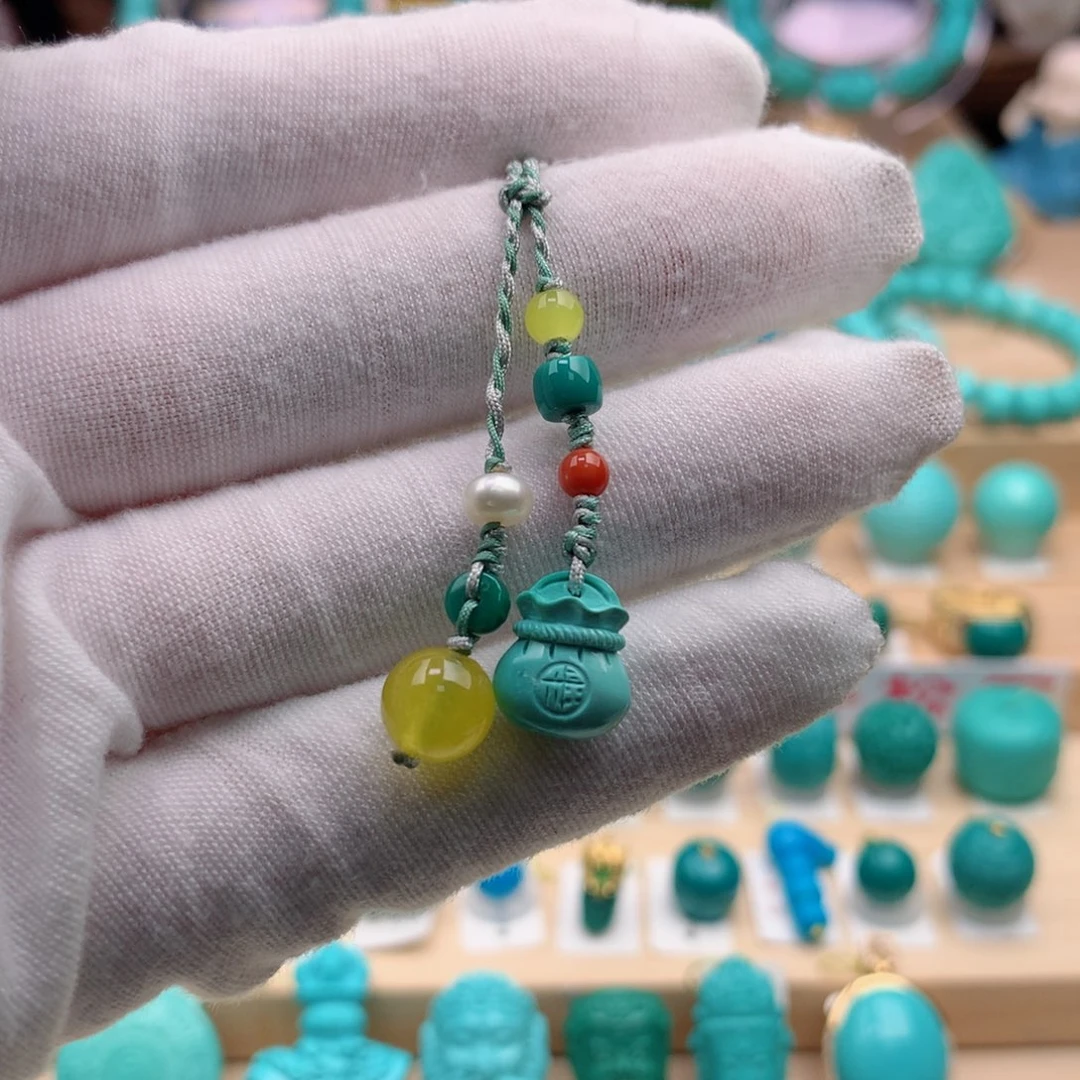 绿松石珠宝奇石未镶嵌小****人