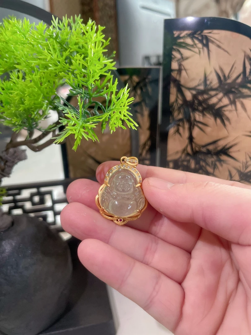 翡翠 佛公豪镶气质吊坠 150