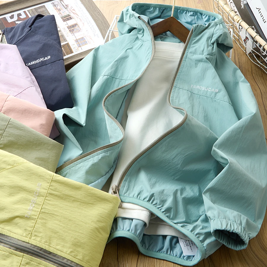 儿童连帽冲锋衣2025春季新款中大童简约拉链外套6710